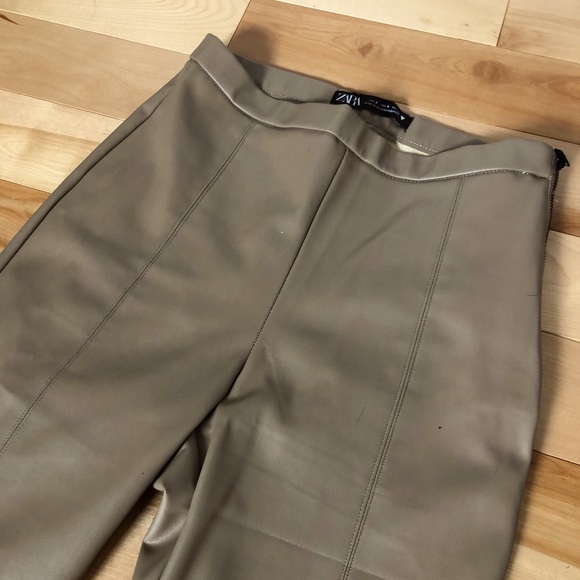 ZARA beige/tan leather pants - Picture 5 of 7